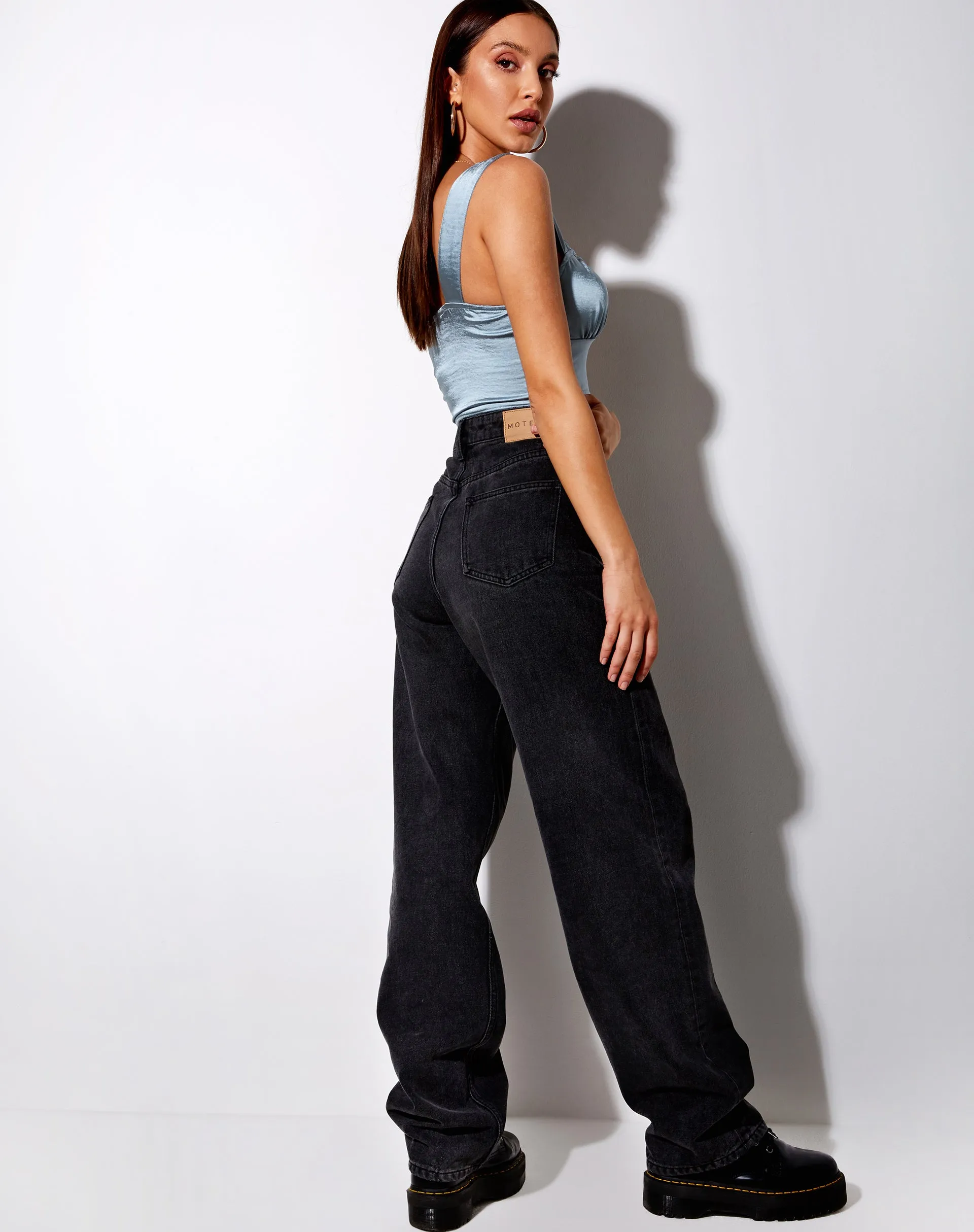 Gladis Crop Top in Satin Dusky Blue