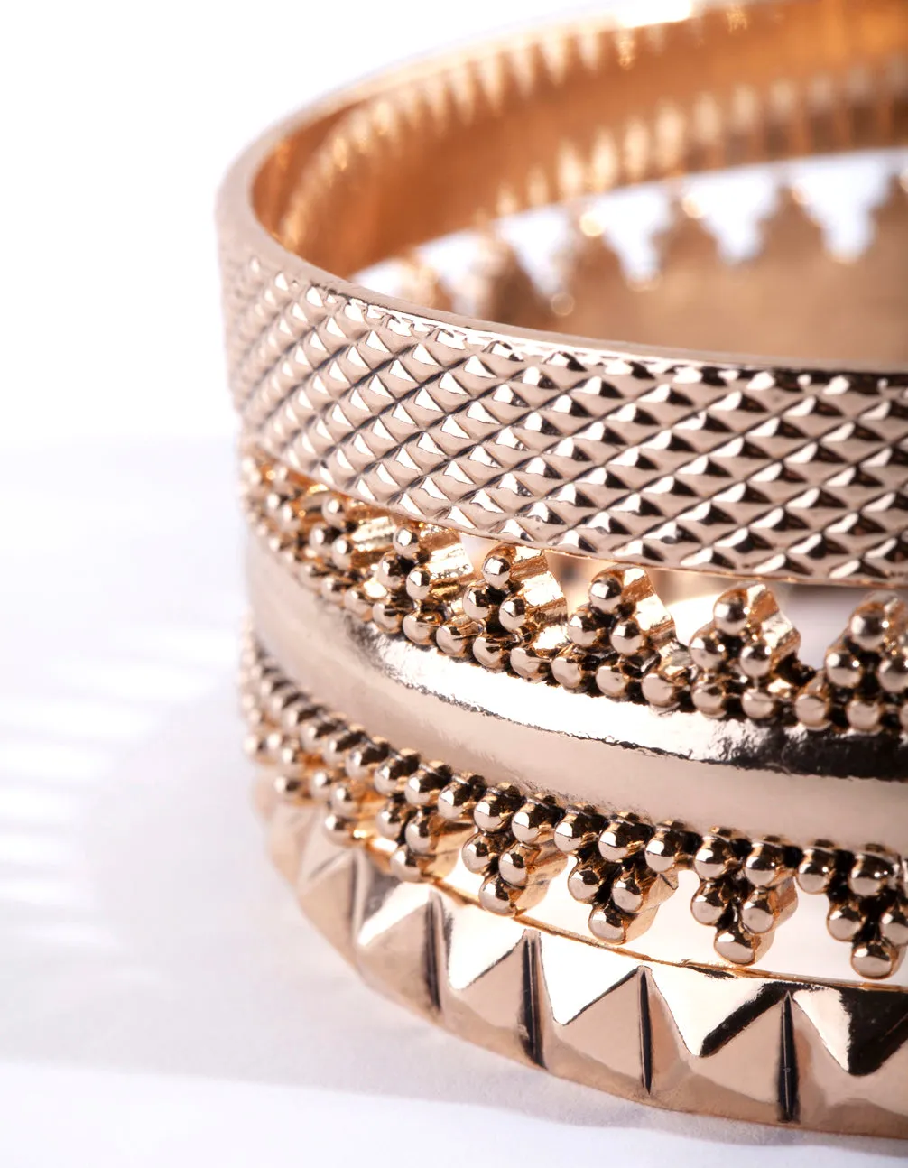 Gold Bohemian Textured Bangle Pack