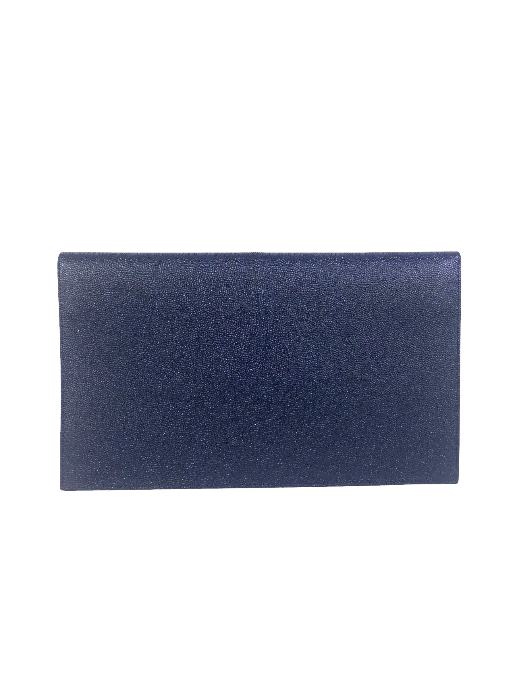 Grain De Poudre Calfskin Uptown Pouch in Blue Charron