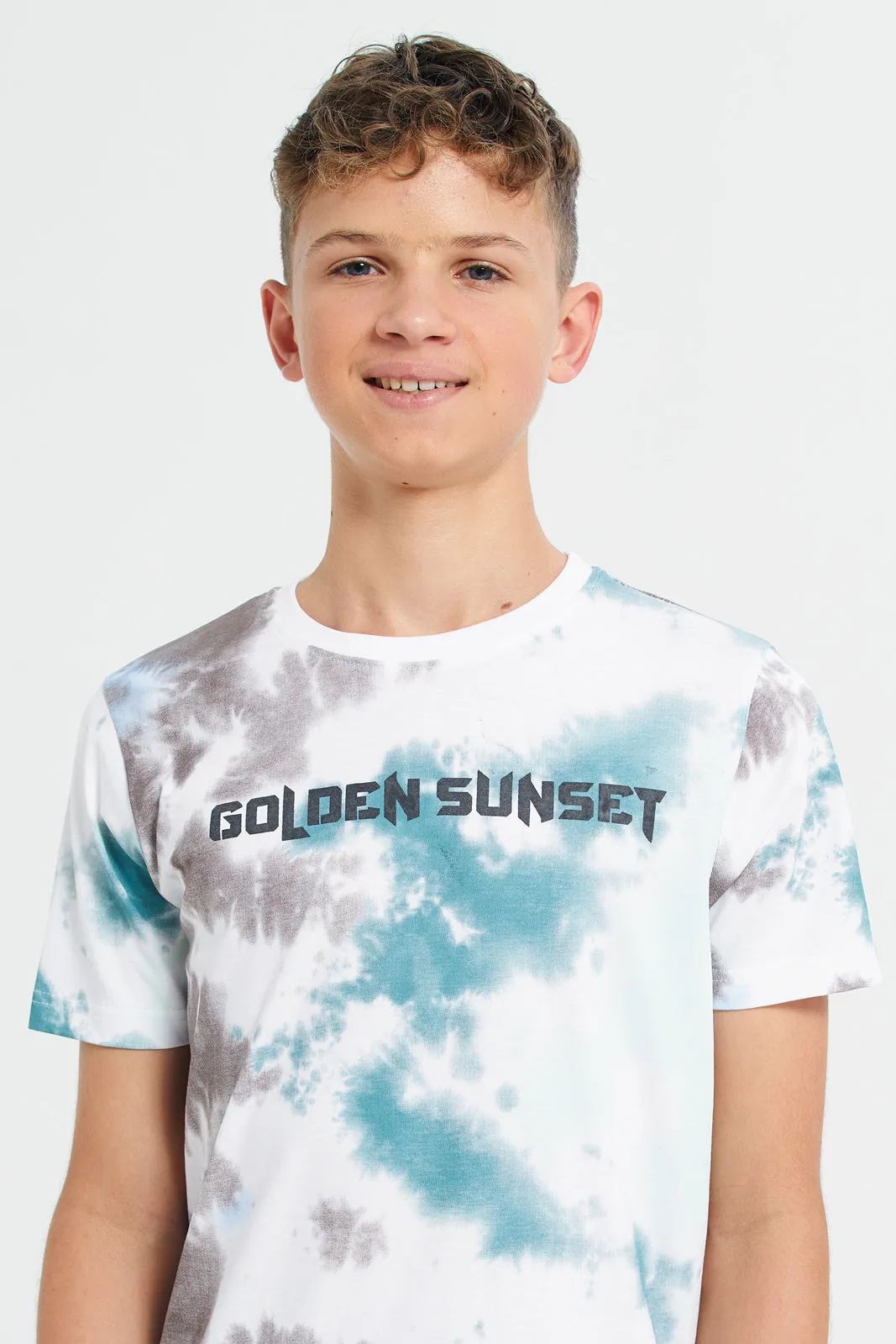 Green Golden Sunset Tye Dye Tee With Hd Print