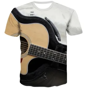 Guitar T-shirt Men Music T-shirts 3d Wooden Tshirt Printed Metal Tshirt Anime