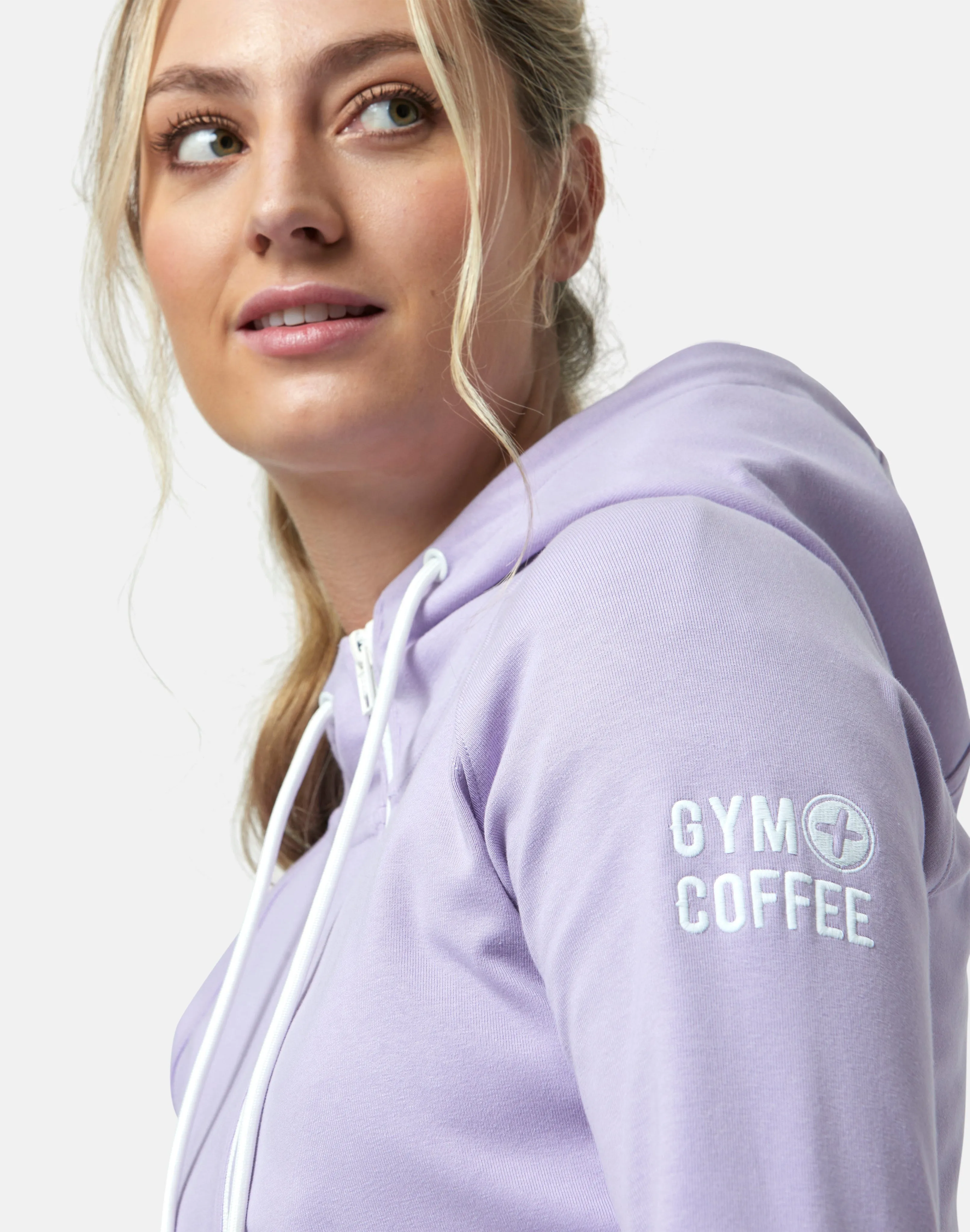 Gym Coffee Chill Zip Hoodie (Womens) - Lilac