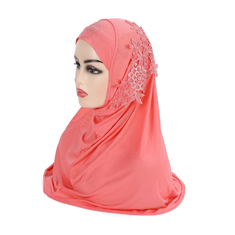 H027 fashion lace instant hijab