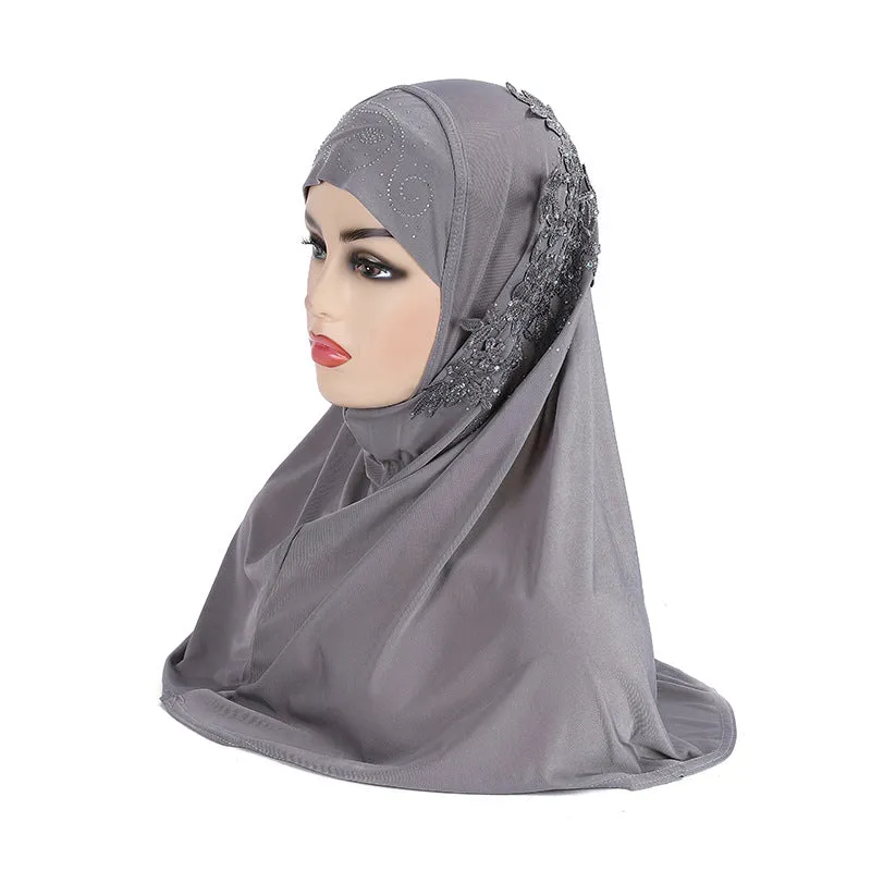 H027 fashion lace instant hijab