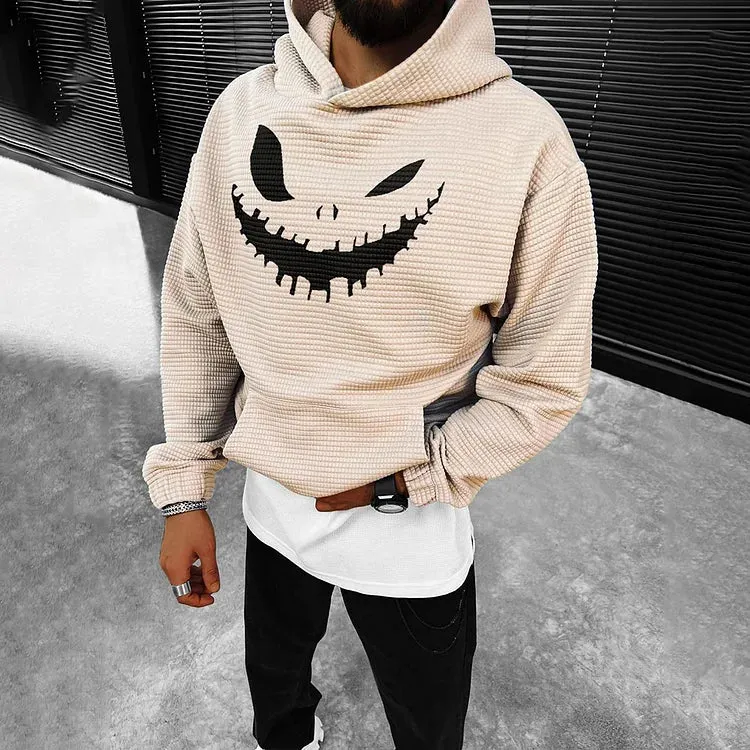 Halloween Smiley Print Casual Oversized  Sweatshirt Hoodie