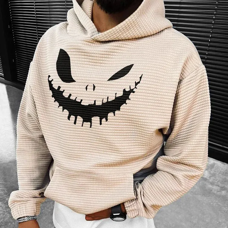 Halloween Smiley Print Casual Oversized  Sweatshirt Hoodie