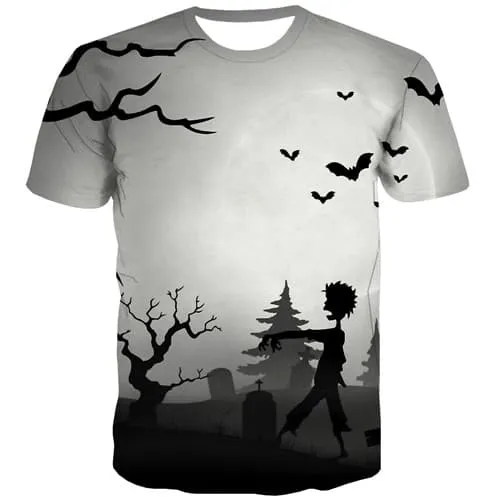 Halloween T-shirt Men Bat T-shirts Graphic Moon Tshirts Cool Terror Shirt Print Harajuku T shirts Funny Short Sleeve Hip hop