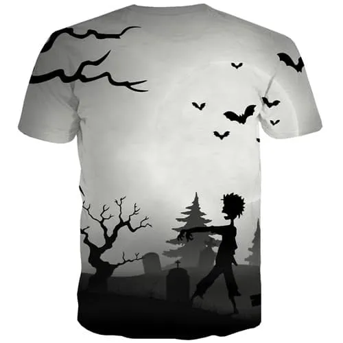 Halloween T-shirt Men Bat T-shirts Graphic Moon Tshirts Cool Terror Shirt Print Harajuku T shirts Funny Short Sleeve Hip hop