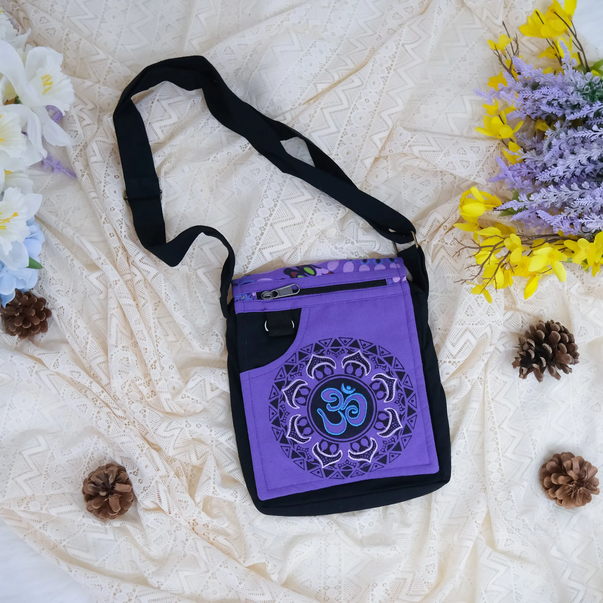 Hand Embroidered OM Design Boho Side Bag