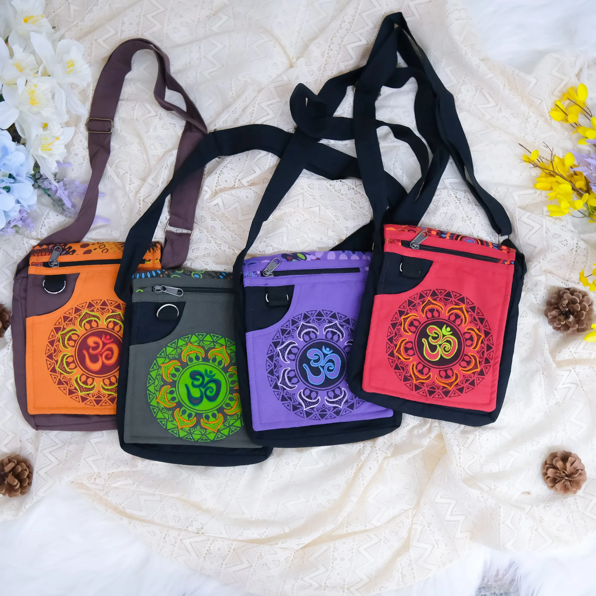 Hand Embroidered OM Design Boho Side Bag