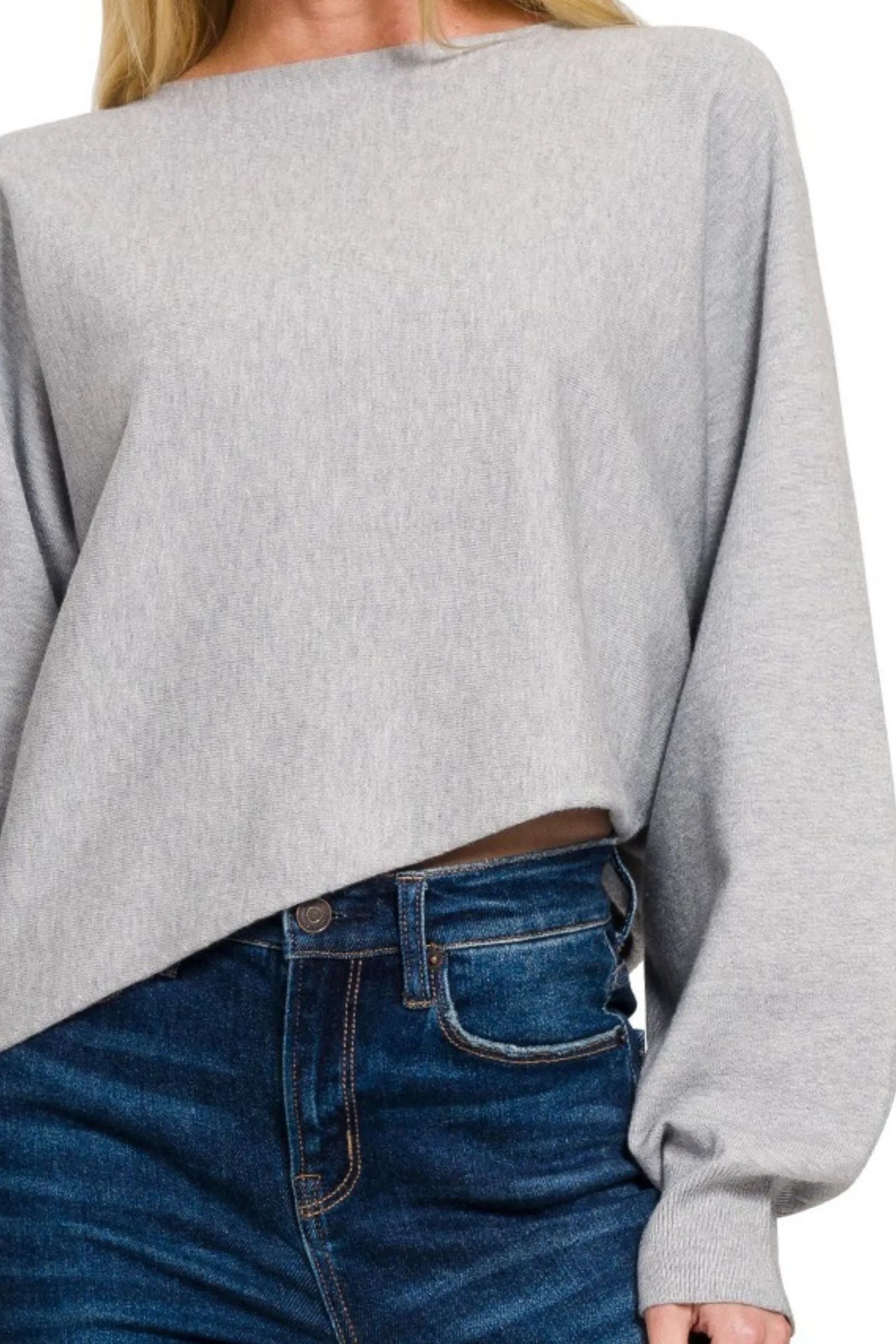 Heather Gray Asymmetrical Sweater Top