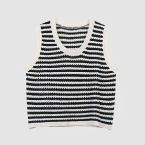 Hollow Breathable Striped Vest Sweater