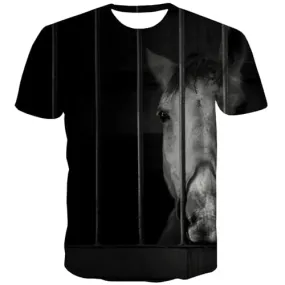 Horse T shirts Men Animal Shirt Print Lovely Tshirt Anime Black Tshirts Novelty Leisure Tshirt Printed Short Sleeve Hip hop