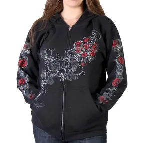 Hot Leathers GLZ4246 Ladies Black Hoodie Sweatshirt with Live, Love,