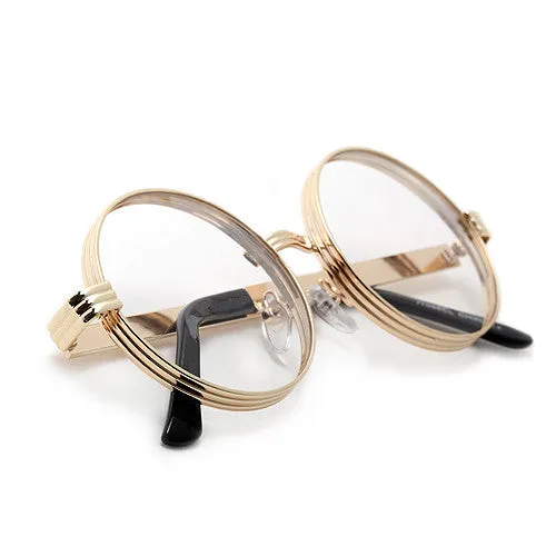 Iconic 52mm Thick Triple Ring Round Metal Frame Eyewear