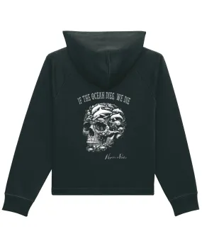 'If The Ocean Dies, We Die' Women's Skull Boxy Cropped Hoodie