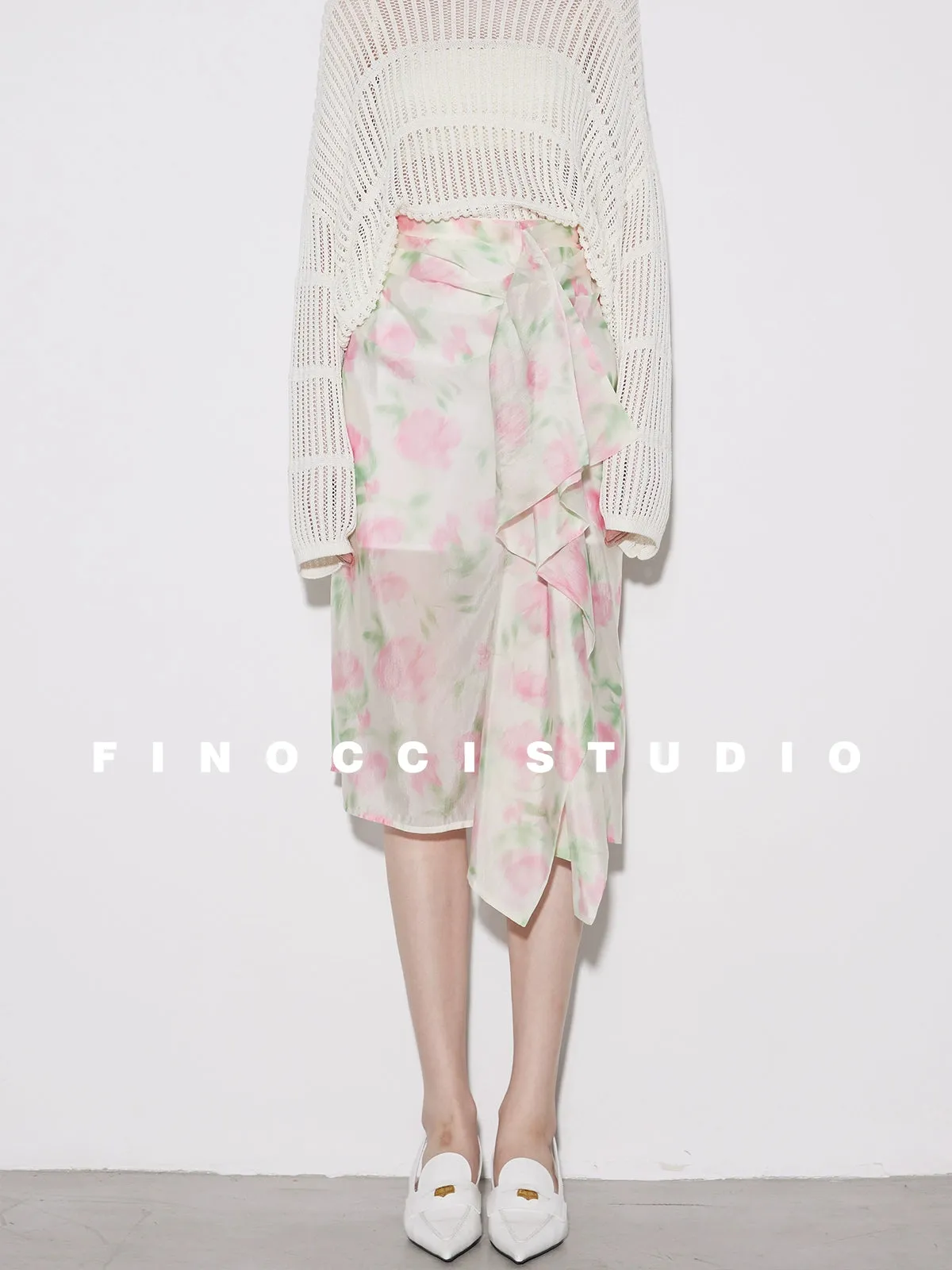 Imported cupro irregular original print designer skirt-loki