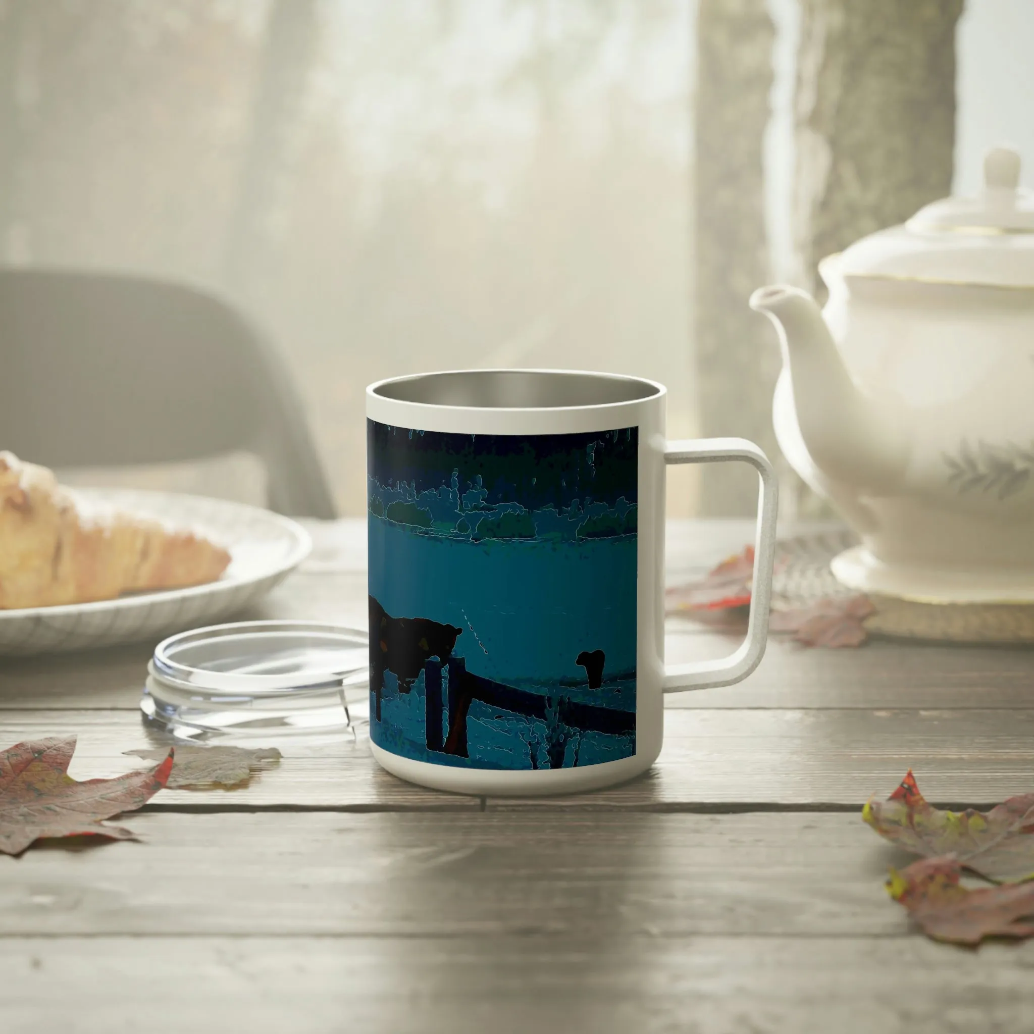 Insulated Coffee Mug, 10oz ... A Quiet Morning ... "Along The Red River & Nature Preserve Plateau" ... Jan23 ... Original Works ...