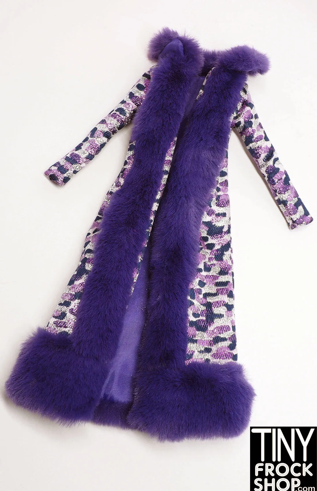 Integrity Poppy Parker Ultra Violet Purple Brocade Coat with Fur