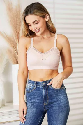 JadyK Aribian Lace Trim Bralette in Blush