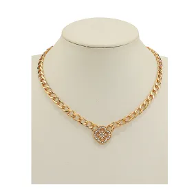 JAN46932 - Rhinestone Clover Chain Necklace