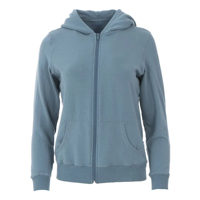 Kickee Pants Solid Women's Fleece Zip-Front Hoodie - Dusty Sky