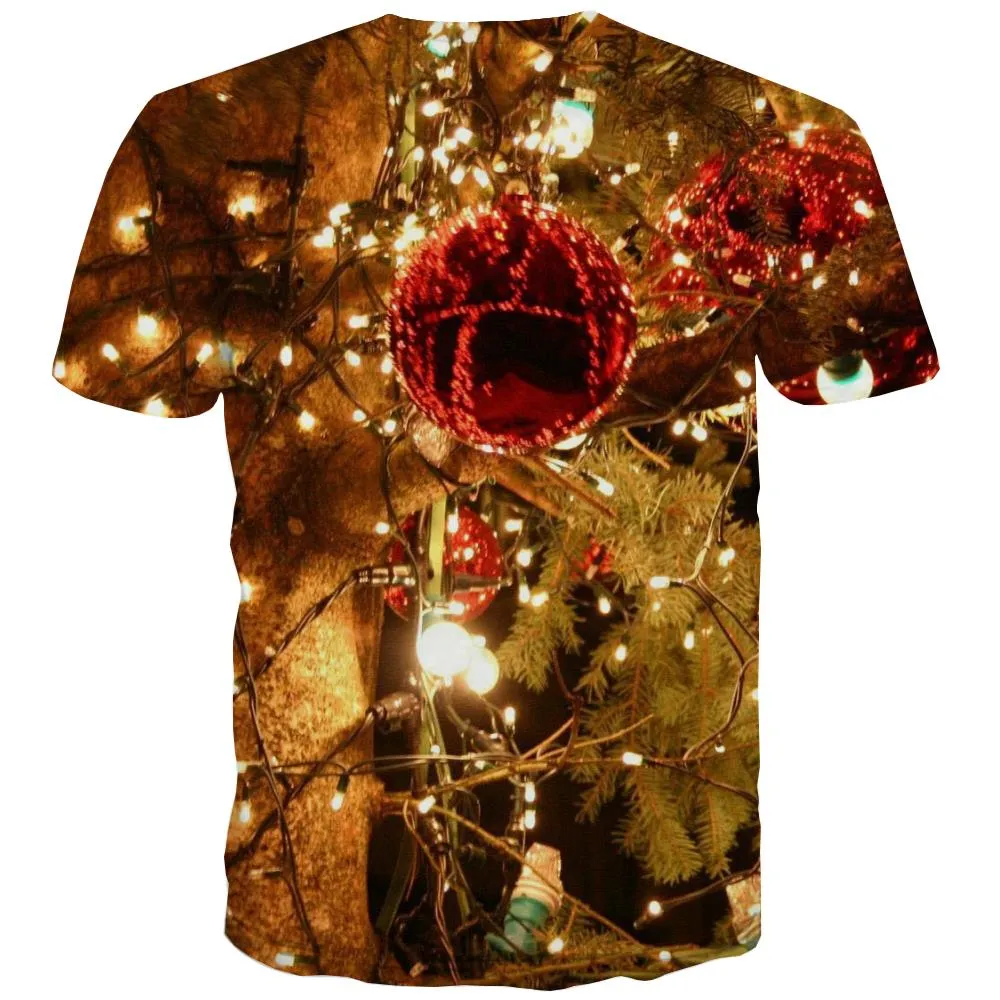 lanterns on tree tshirts festival Novelty 3D shirt Christmas men art costume Cool