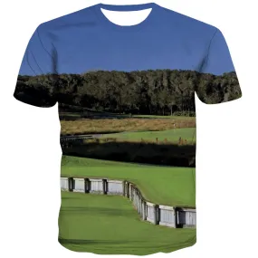 Lawn T-shirt Men Golf T shirts Funny Forest Tshirt Printed Natural T-shirts 3d Game Tshirts Casual