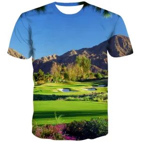 Lawn T shirts Men Golf Shirt Print Forest Tshirts Novelty Natural Tshirts Cool Game Tshirt Printed