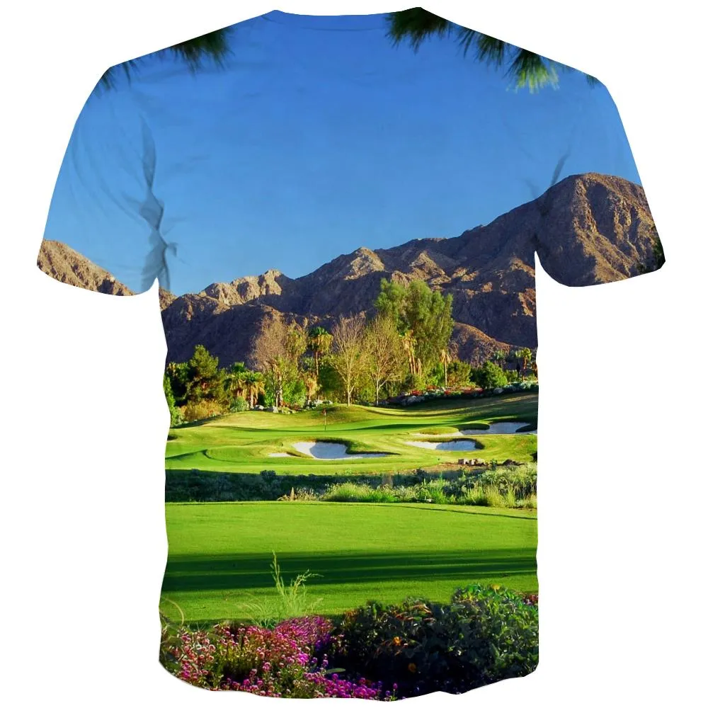 Lawn T shirts Men Golf Shirt Print Forest Tshirts Novelty Natural Tshirts Cool Game Tshirt Printed