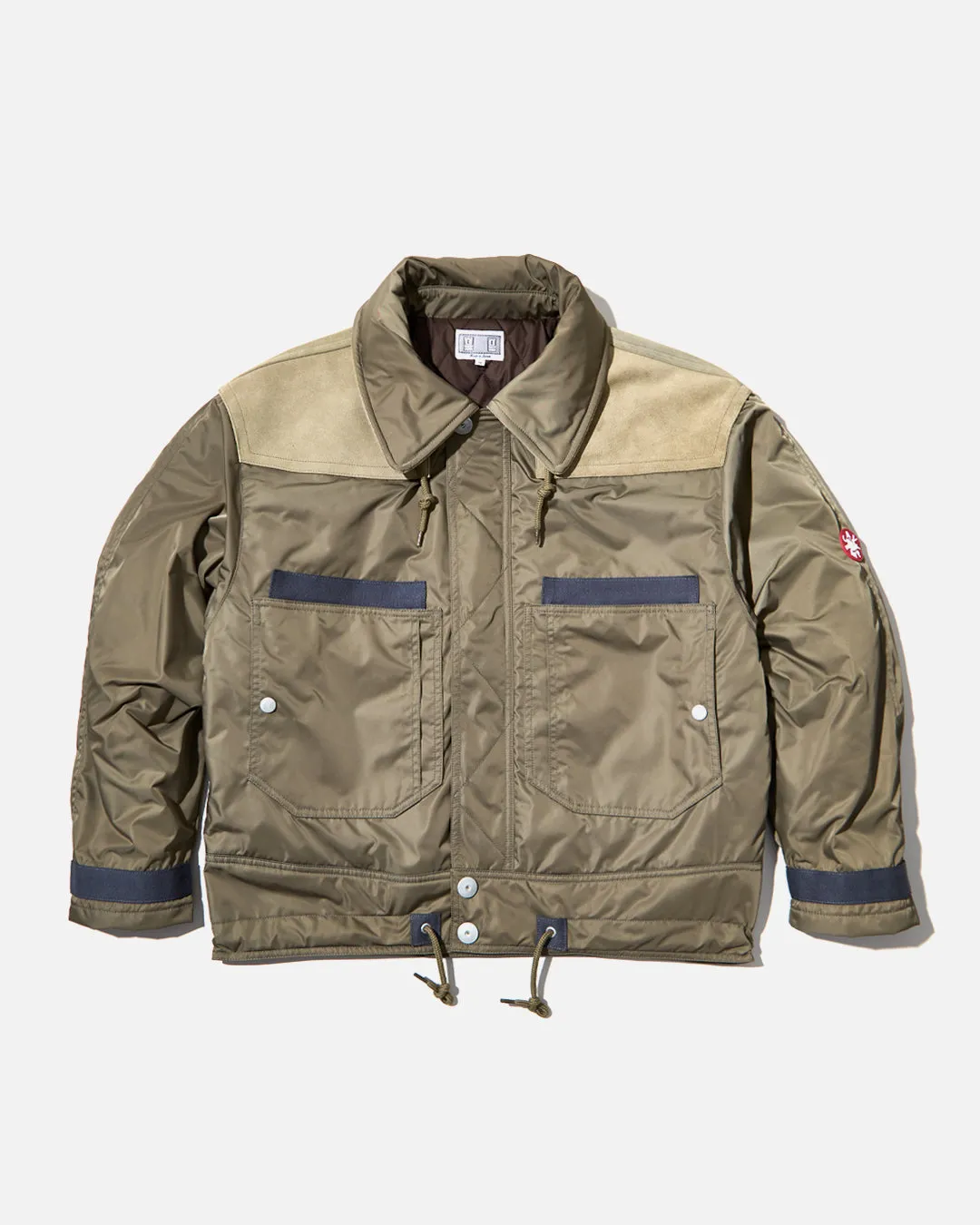 Leather Shoulder Bomber Jacket - Khaki