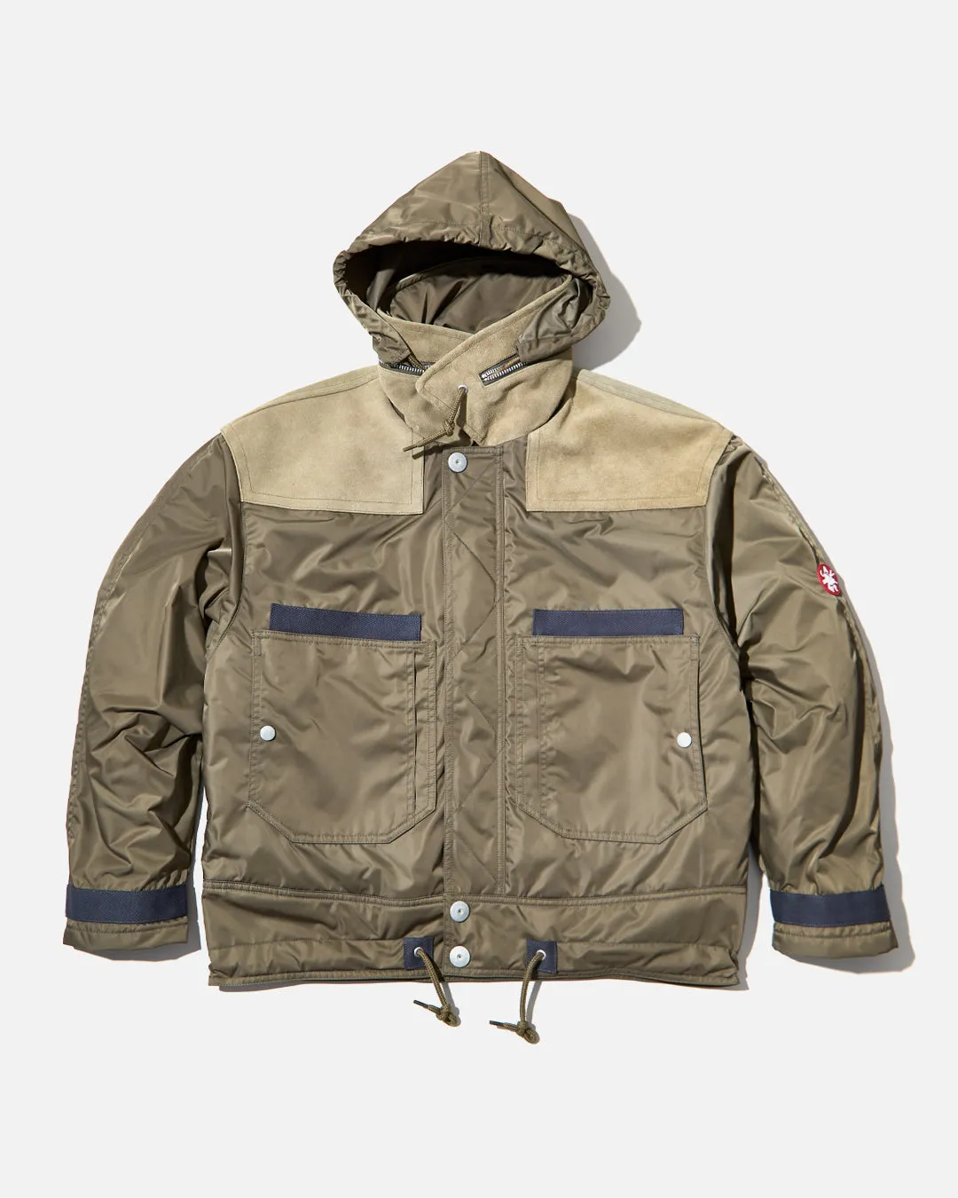 Leather Shoulder Bomber Jacket - Khaki