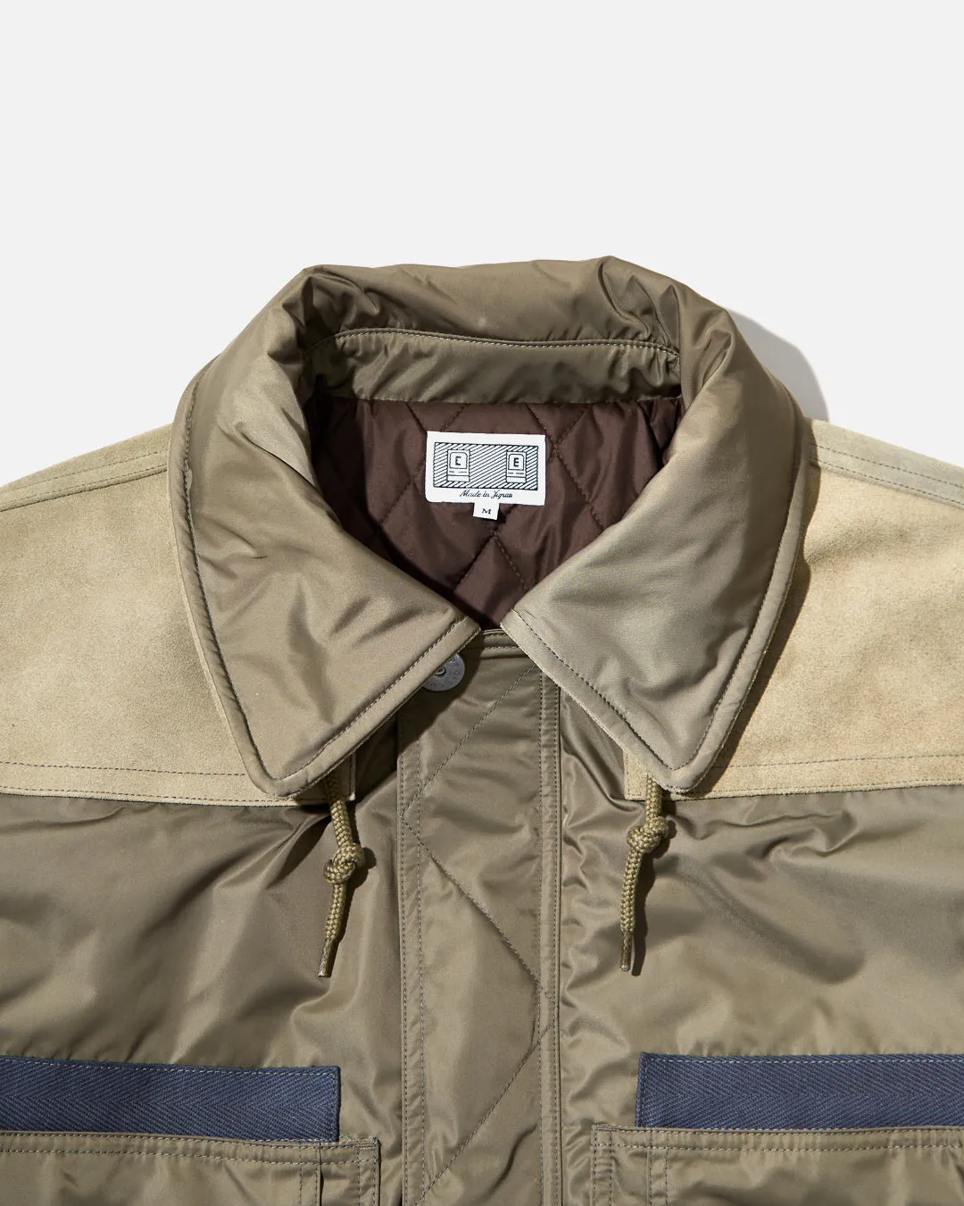 Leather Shoulder Bomber Jacket - Khaki