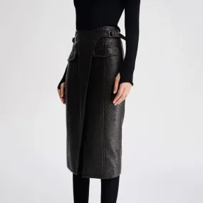 LEDIM W spoon texture skirt autumn midi pencil skirt - Mogie