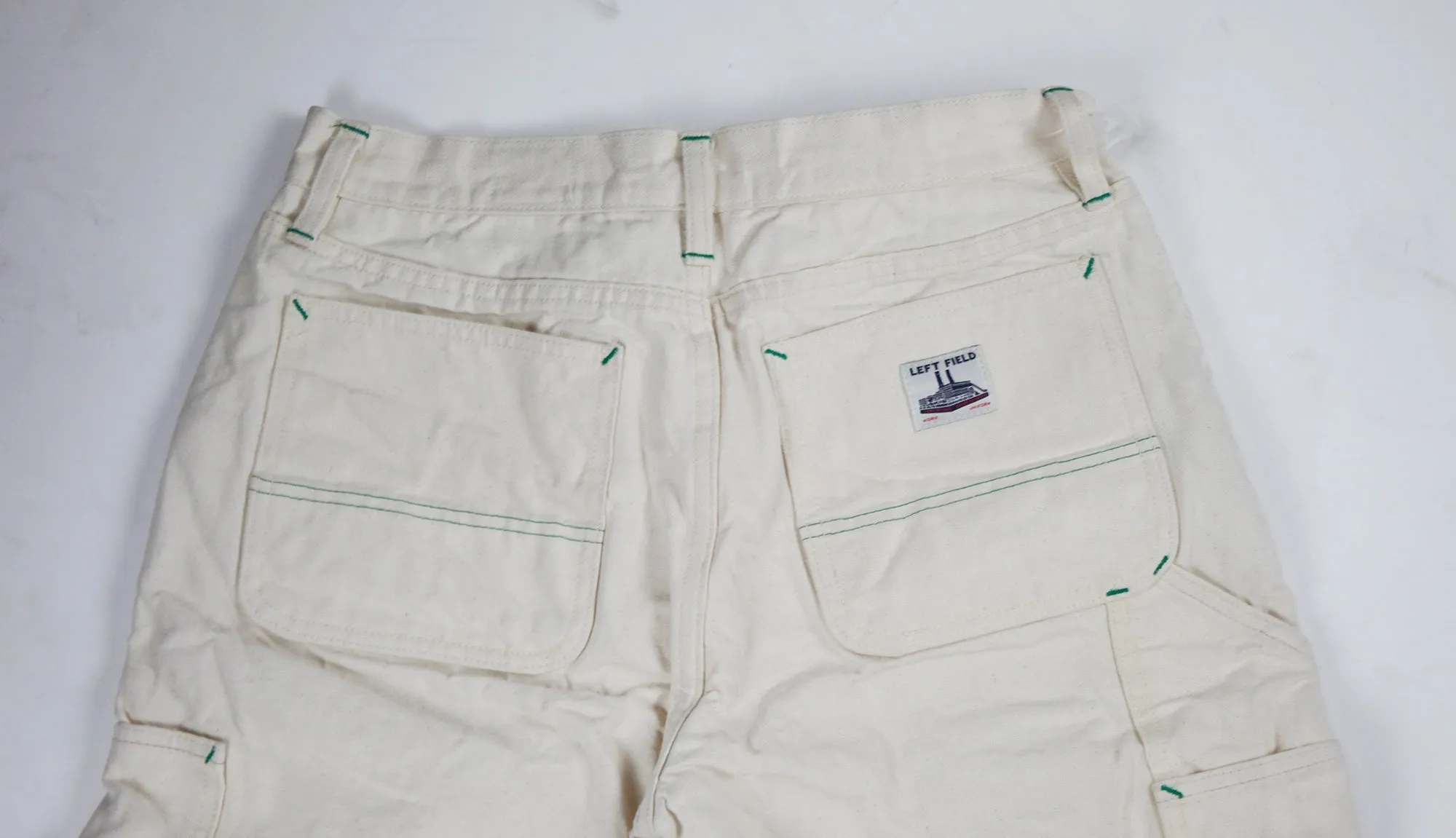 Left Field x Low Timers,  NYC inspired  hand drawn work pants  - Natural Mt Vernon Duck Double Knee Work Uniform  Chino Size 38" running 36"