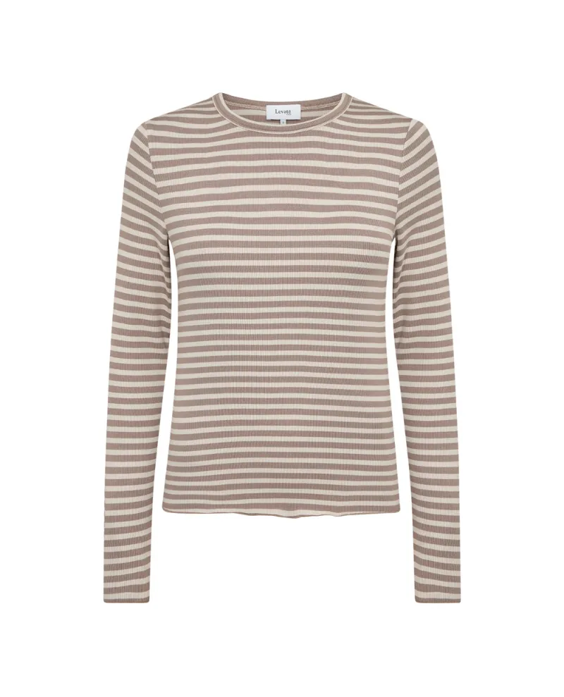 Levete Room Ika Taupe Brown Stripe T-Shirt