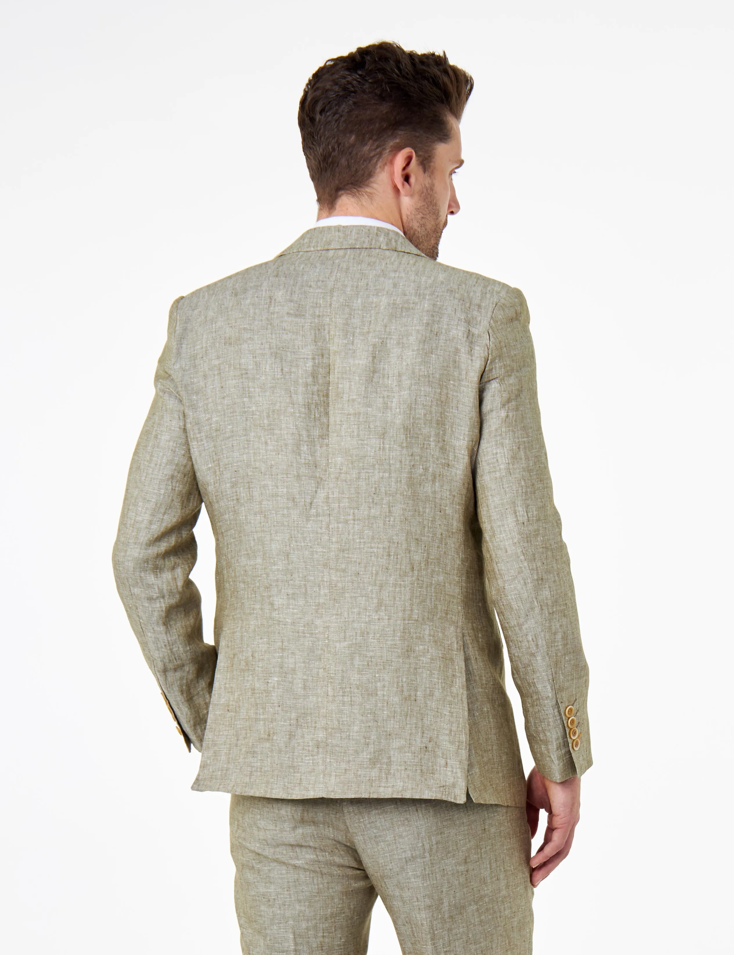 LEWIS - Sage Green Linen Tailored Fit Summer Suit Blazer