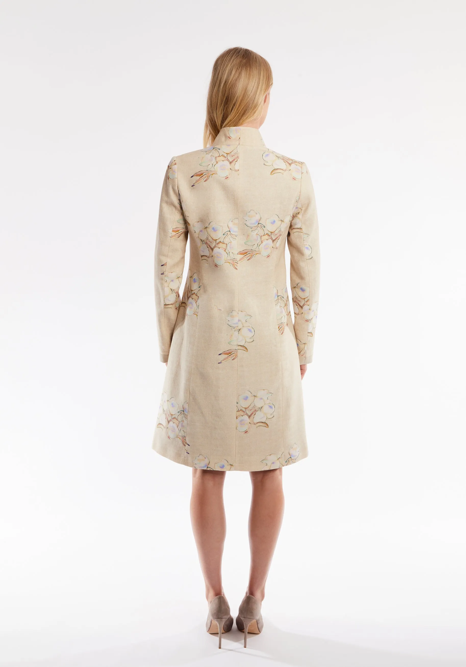 Libby Coat | Jean Oyster Floral Linen