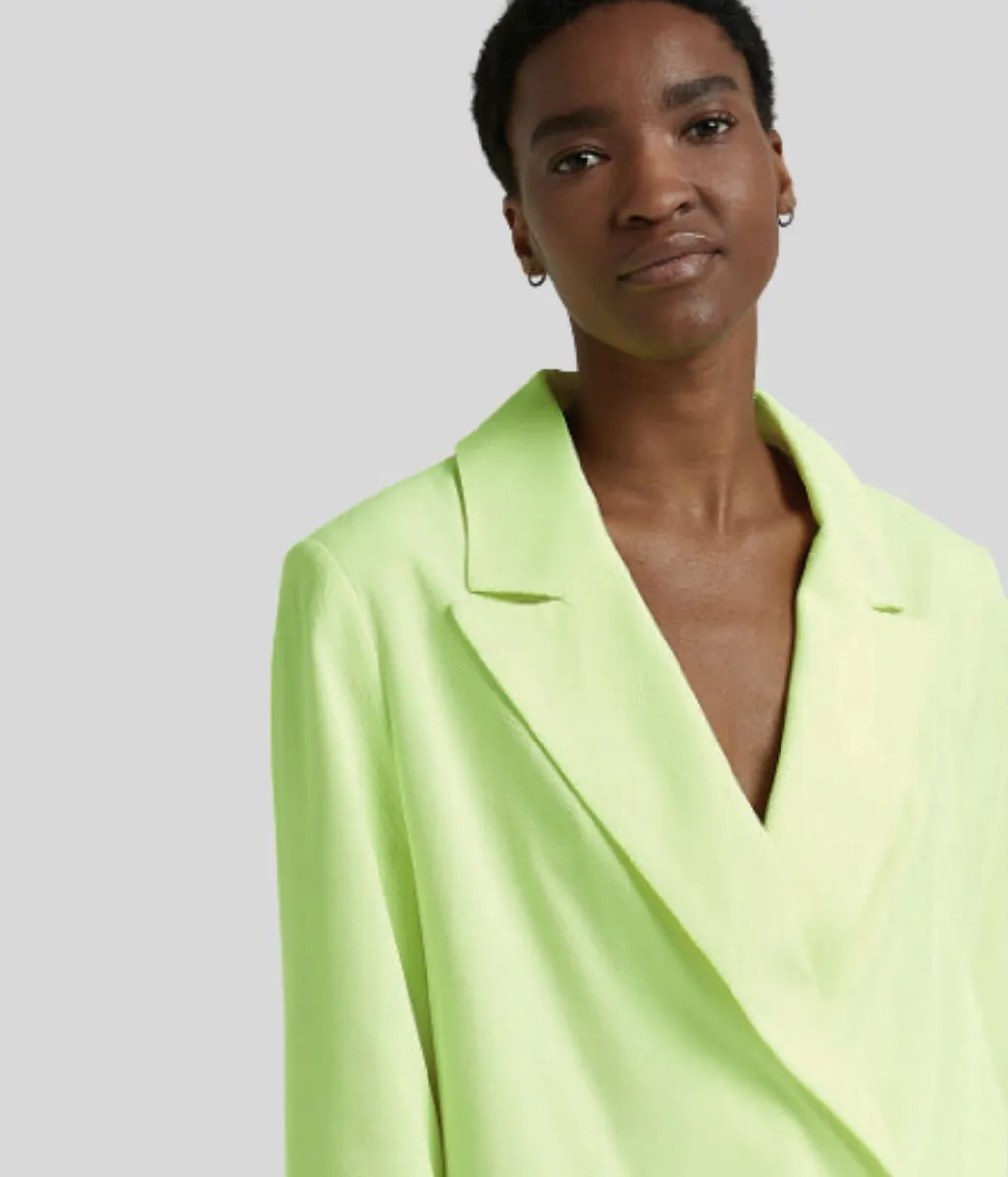 Lime Double Breasted Relaxed Blazer