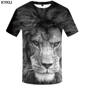 Lion T shirt Men Gray Tshirts Print Animal Tshirt Anime Gothic T shirts Funny T-shirt 3d Mens Clothing Graphic Unisex Tee Top