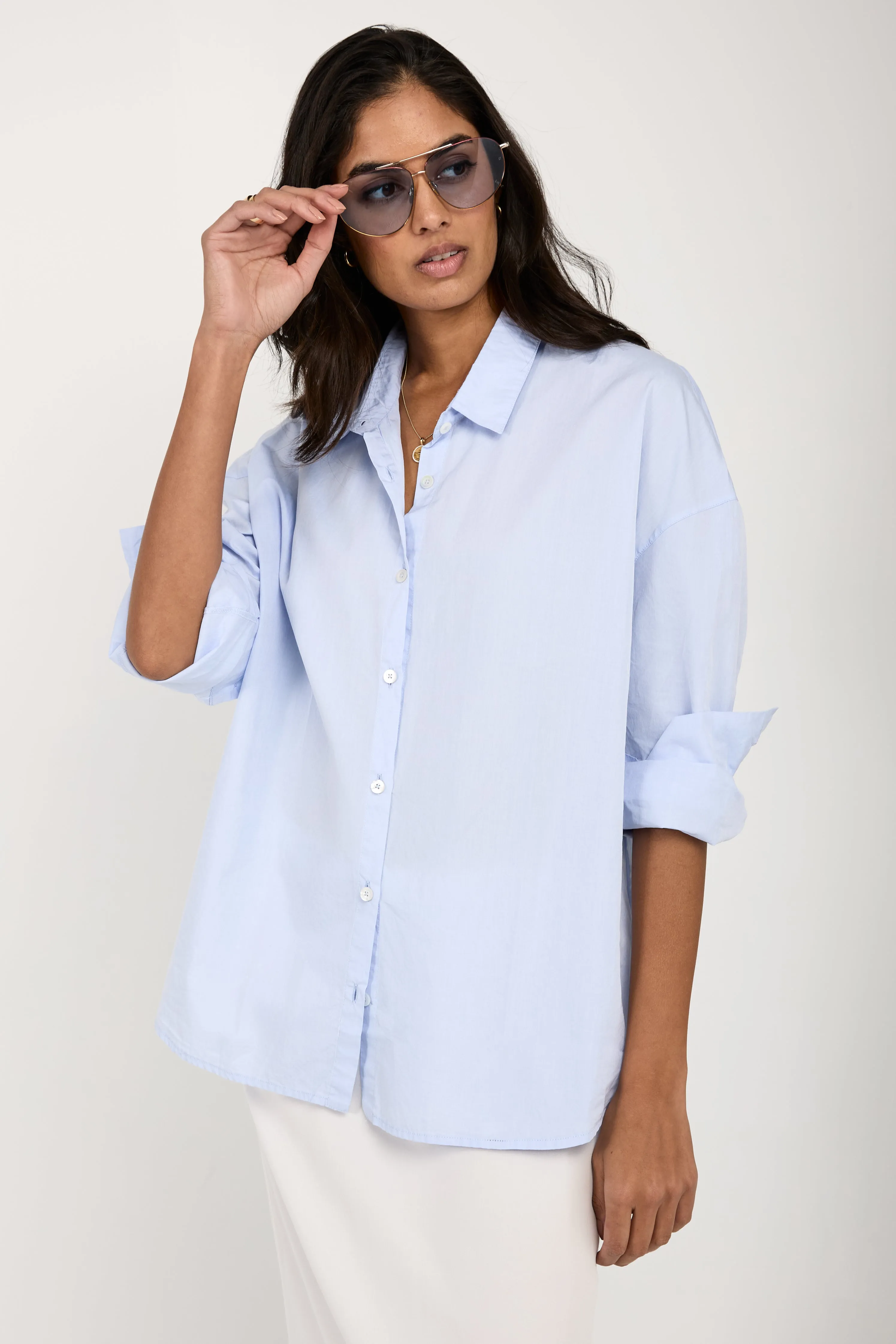 Long Sleeve Cotton Poplin Shirt in Dream