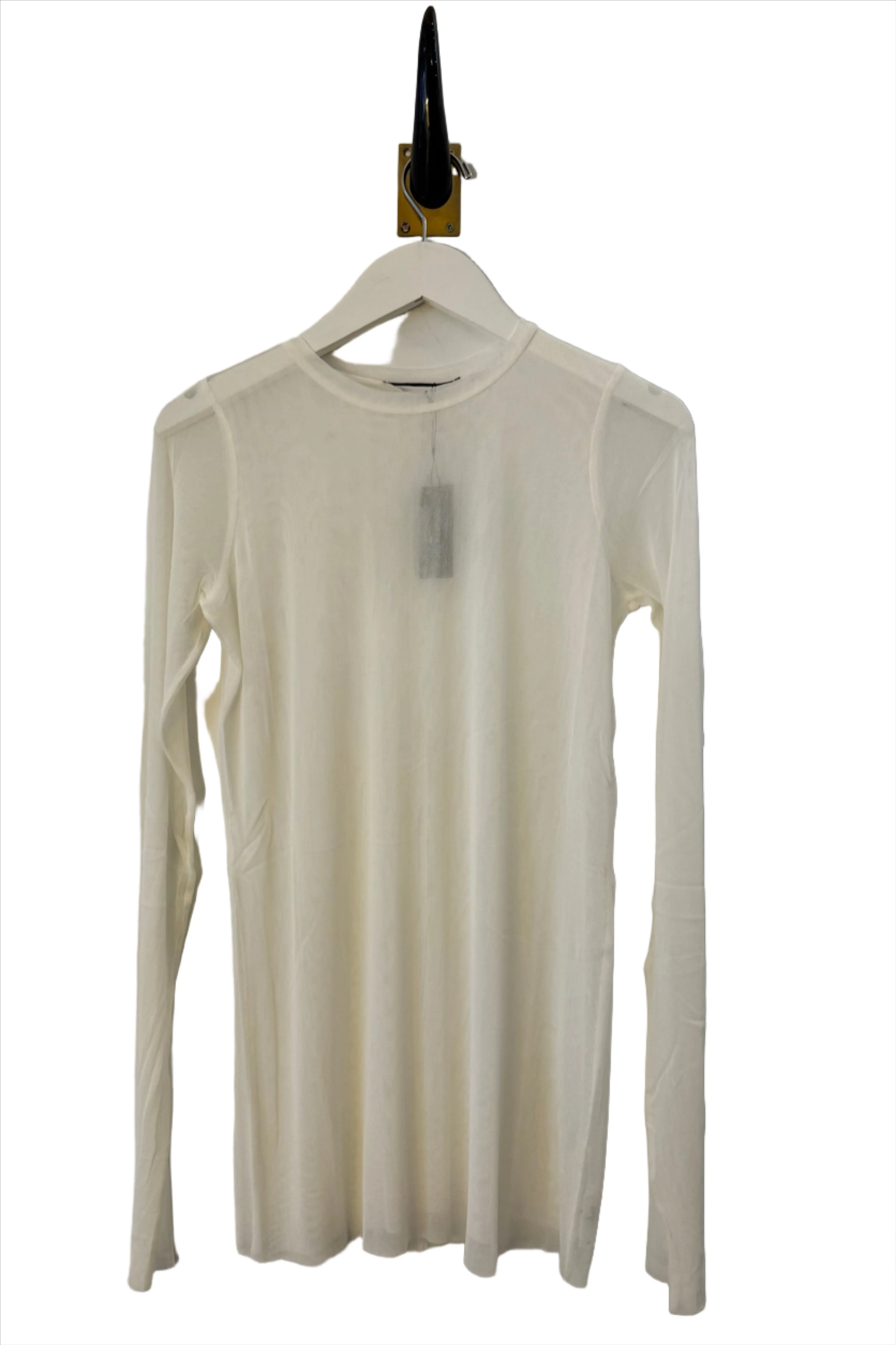 Long Sleeve Silk Pearl Tulle Shirt