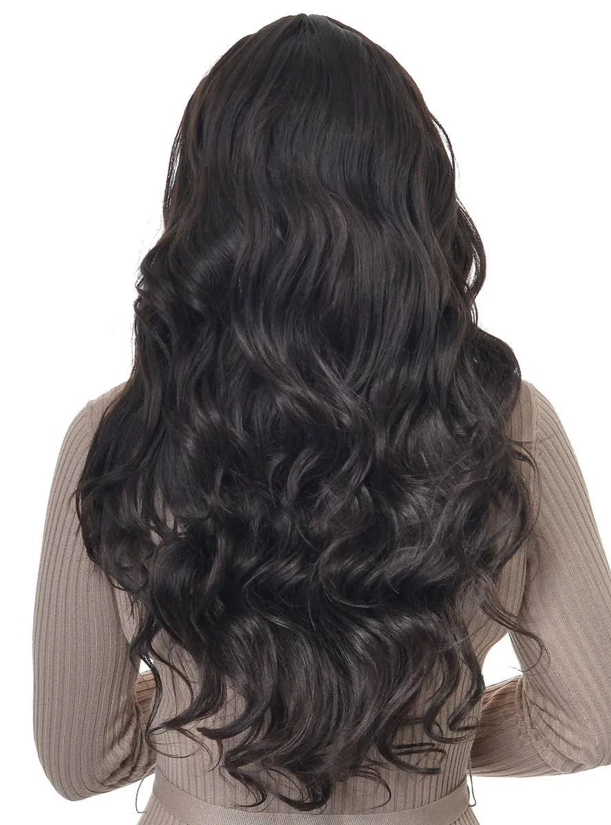 Long Wavy Dark Chestnut Brown Lace Part Fashion Wig