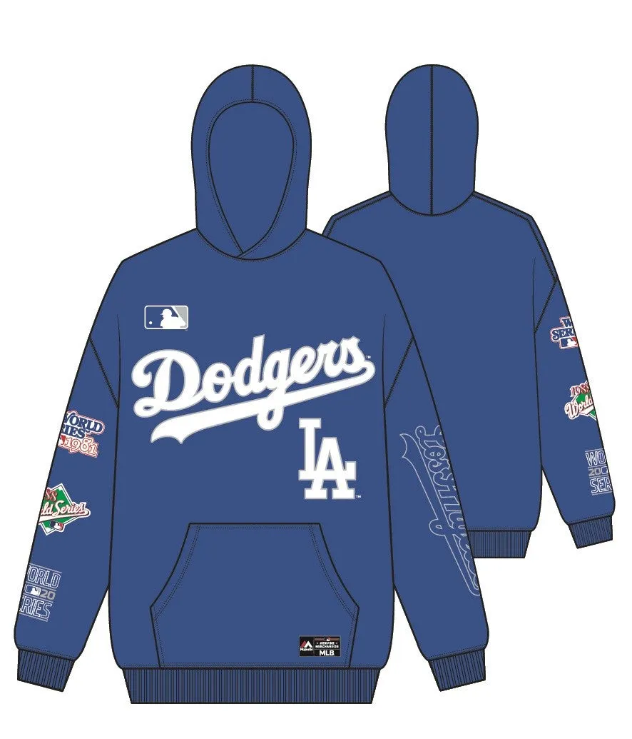 Los Angeles Dodgers Vintage OTH Hoodie MLB Faded Royal By Majestic