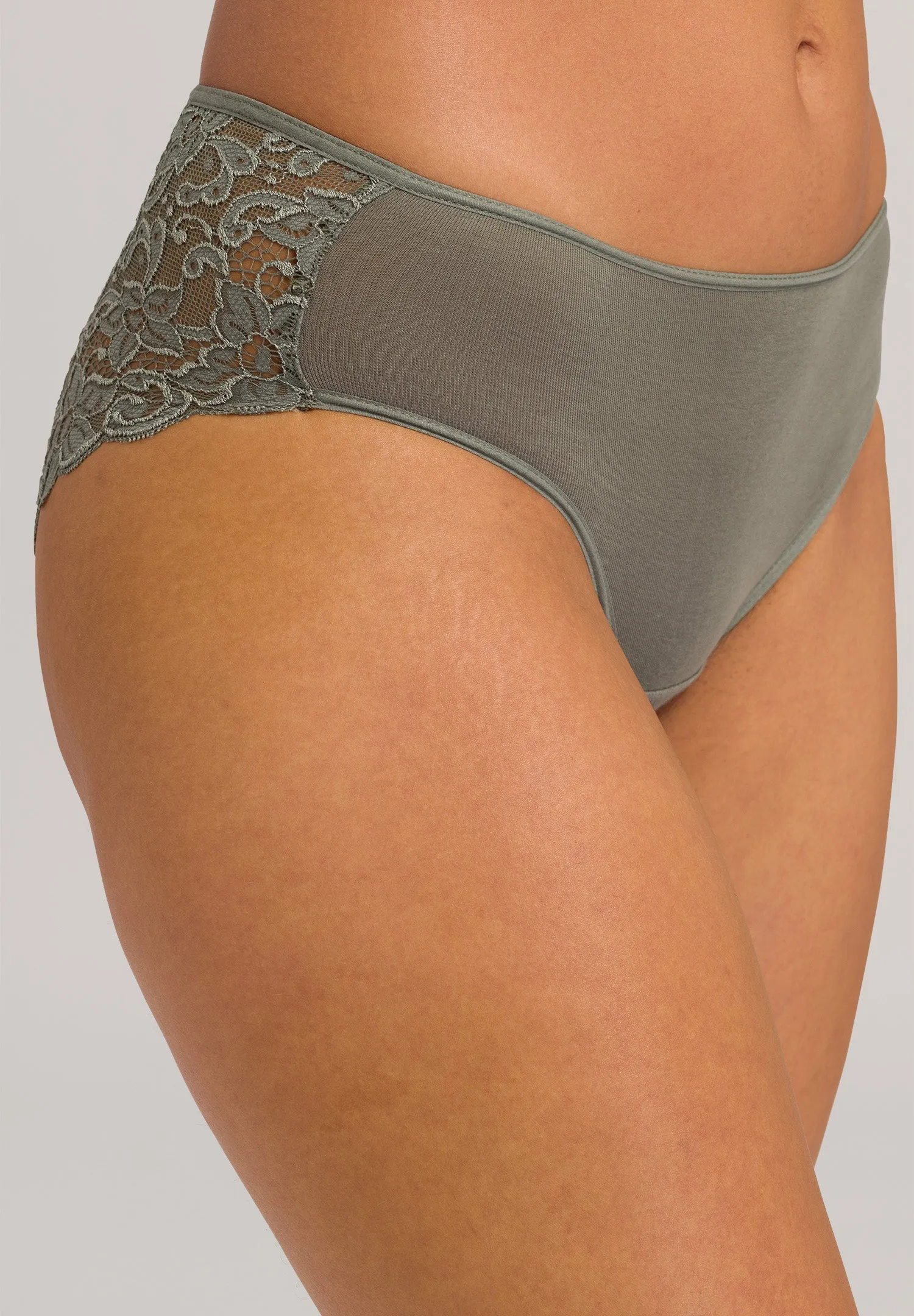 Luxury Moments Lace-Back Brief | Antique Green 71480-2668