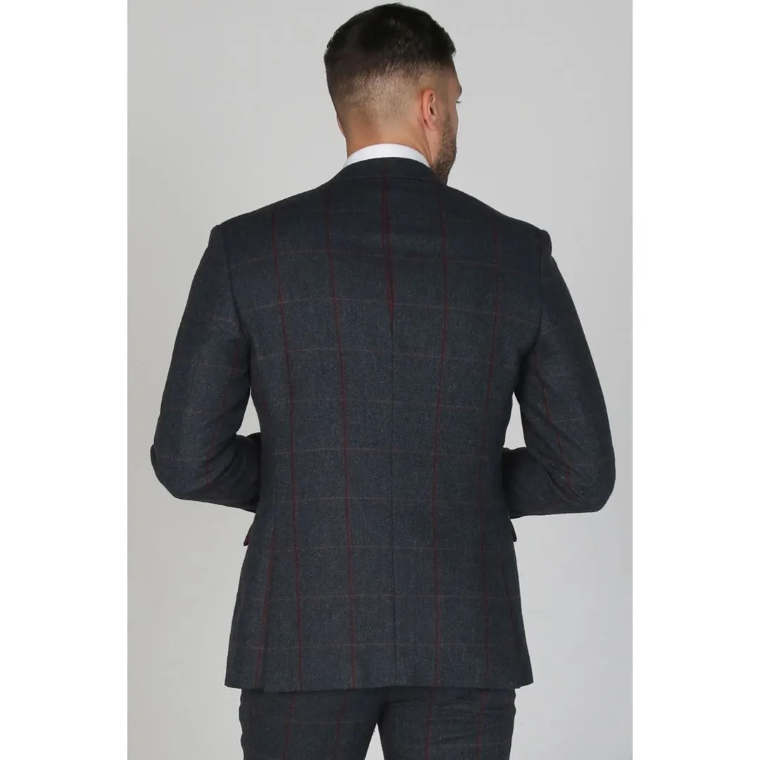 Madrid - Men's Tweed Blue Blazer Wedding Formal