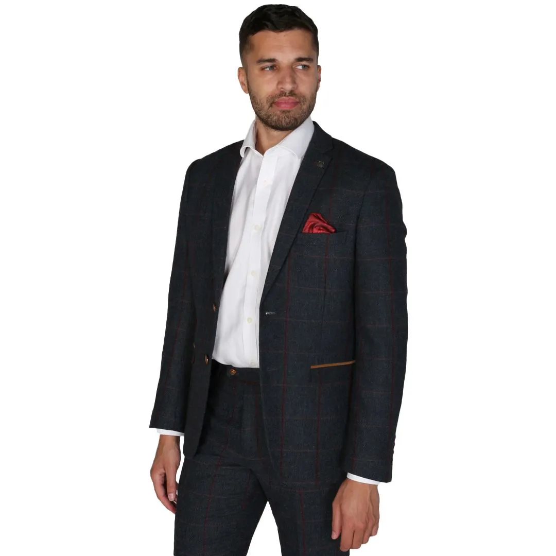 Madrid - Men's Tweed Blue Blazer Wedding Formal