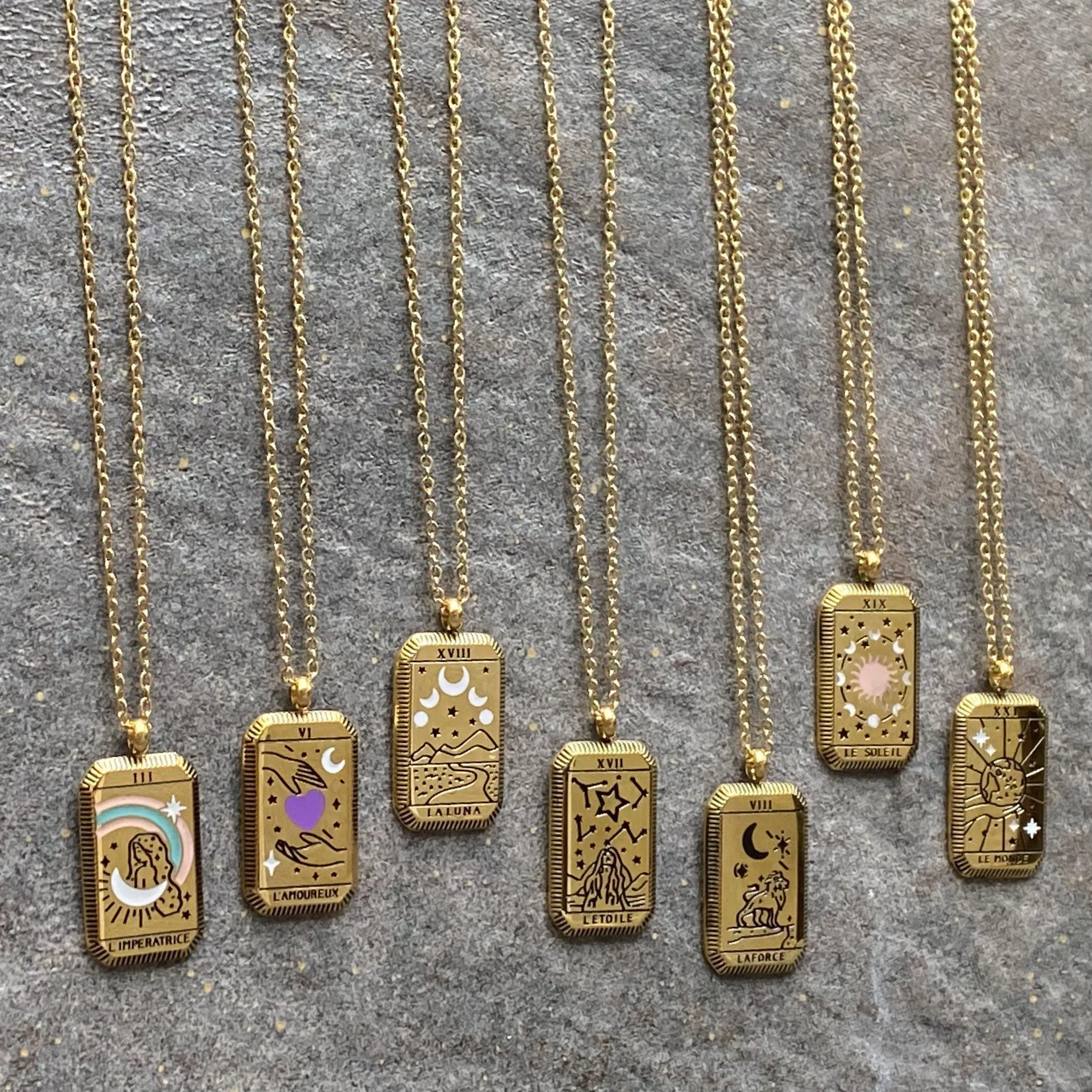 Major Arcana Gold Tarot Card Necklaces