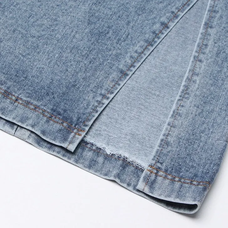 Makena Scallop Waist Denim Skirt