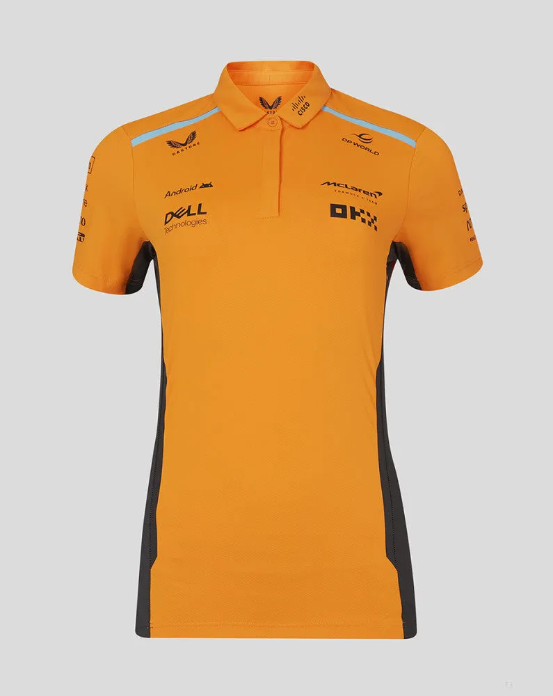 McLaren polo, Castore, team, women, orange, 2024